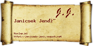Janicsek Jenő névjegykártya